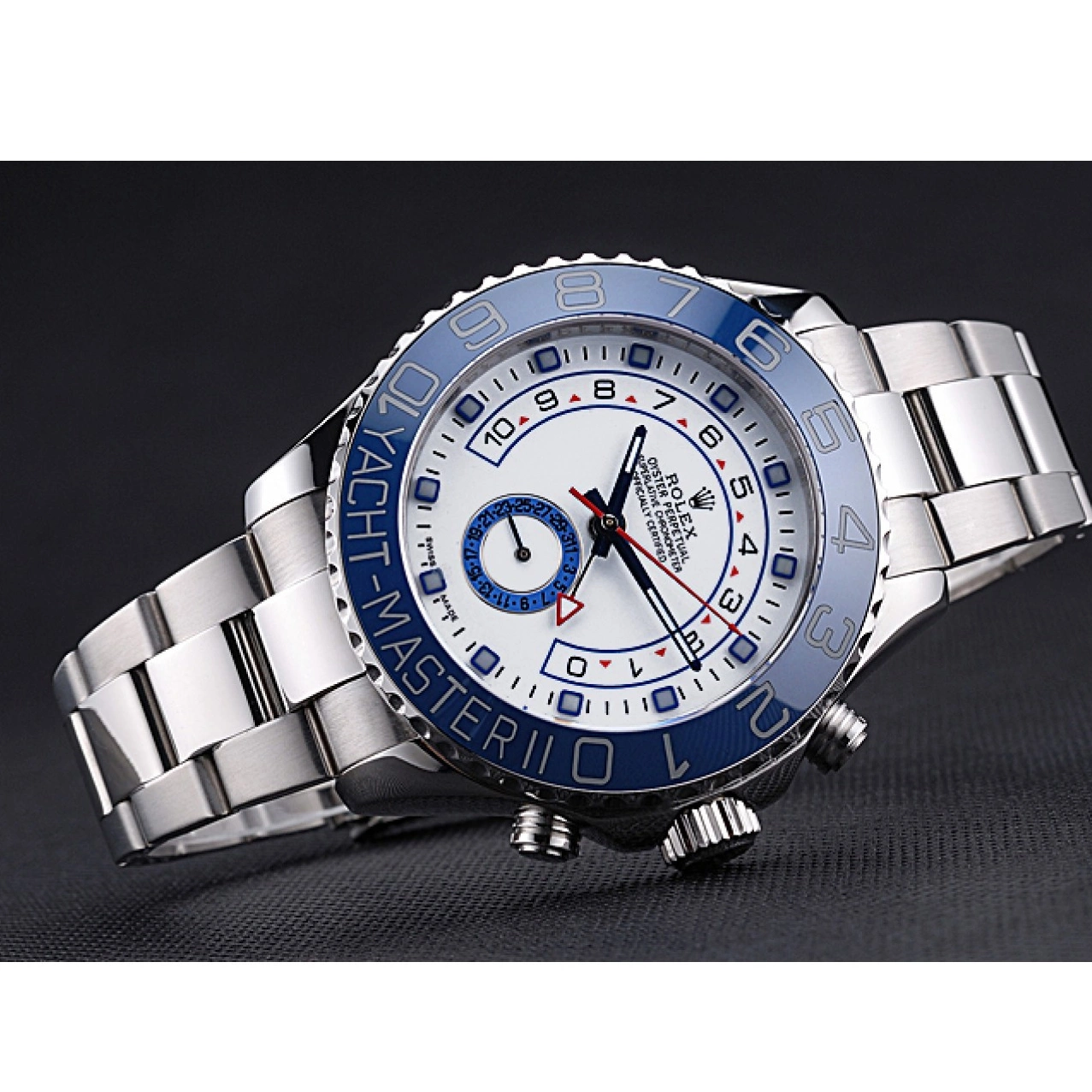 AAA Replica Watches White Yacht Stainless II Steel Bracelet Bezel 622269 Blue Master Dial Rolex 0805